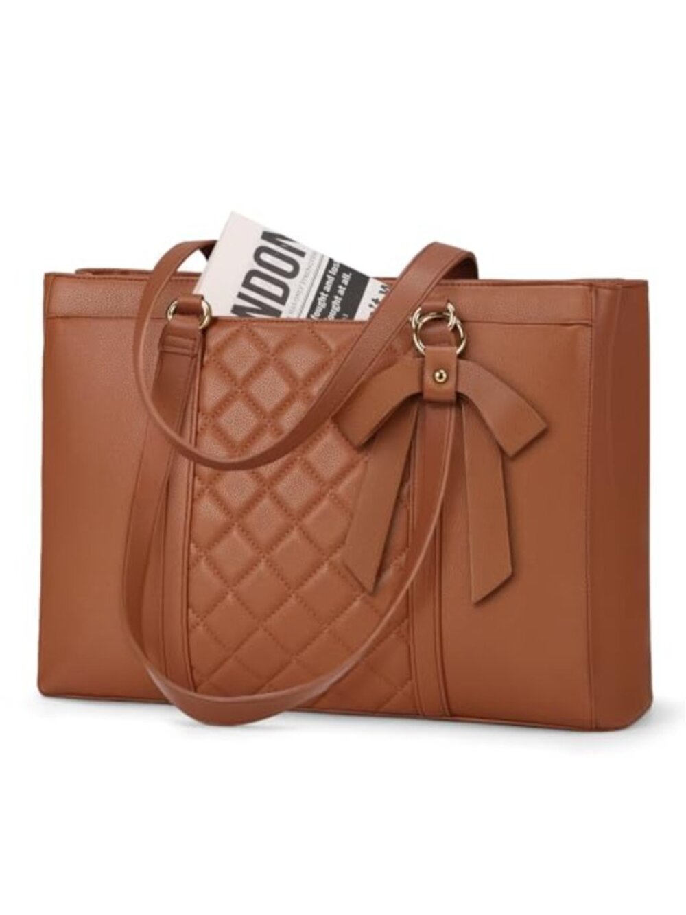 Laptop Bag for Women Large Capacity PU Leather Work Tote Waterproof Office
